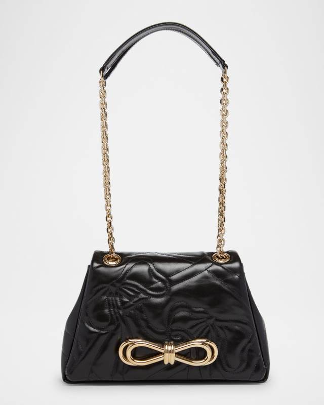 Ribbow Bow Quilted Leather Shoulder Bag